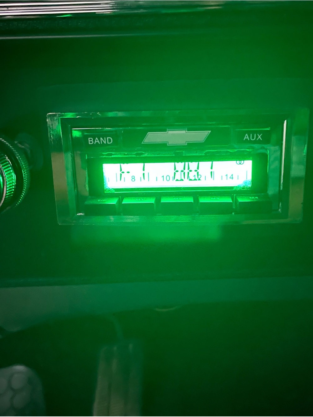 Classic Car Stereo Receiver — Black & Chrome Finish Chevy bow tie addition - Picture 2 of 4